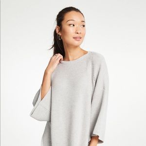 ANN TAYLOR Gray Pointelle Poncho Sweater Top Sz XS